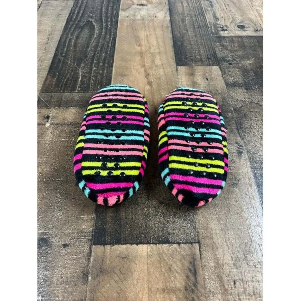 Striped Multi-Color Slipper Socks Girls Multicolor Pre-Owned Neon Non-Slip Bow